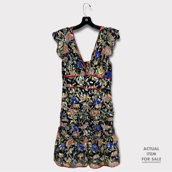 BA&SH Jade Floral Metallic Mini Dress - Picture 4 of 7